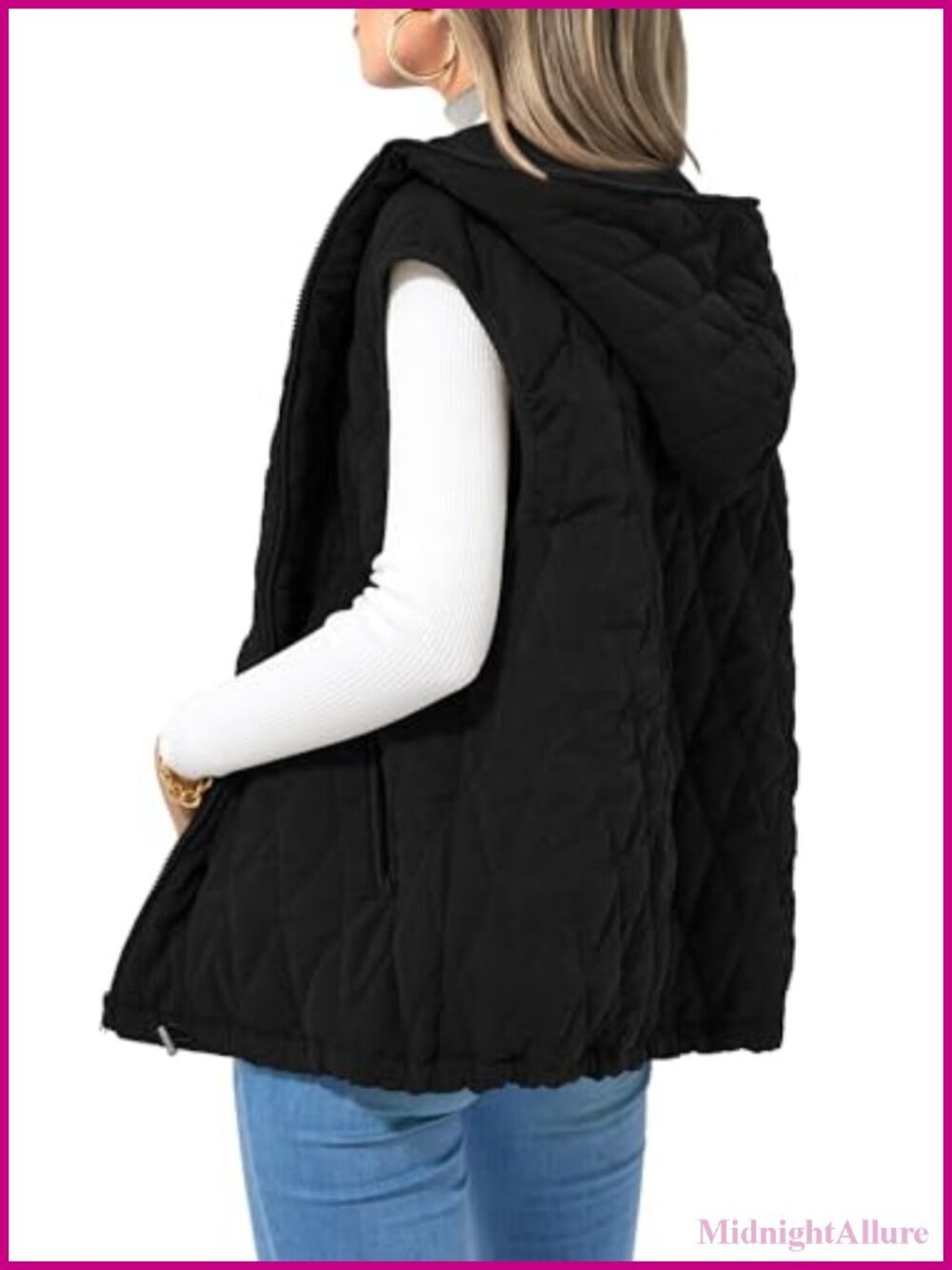 PRETTYGARDEN Women's Hooded Puffer Vest Zip Up Sleeveless Jacket